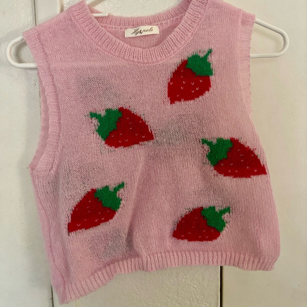 Strawberry Vest. Pink, medium.
